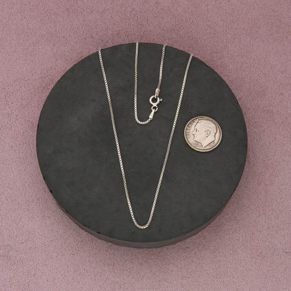 sterling silver italy 1mm box chain necklace size 16in - Picture 2 of 3
